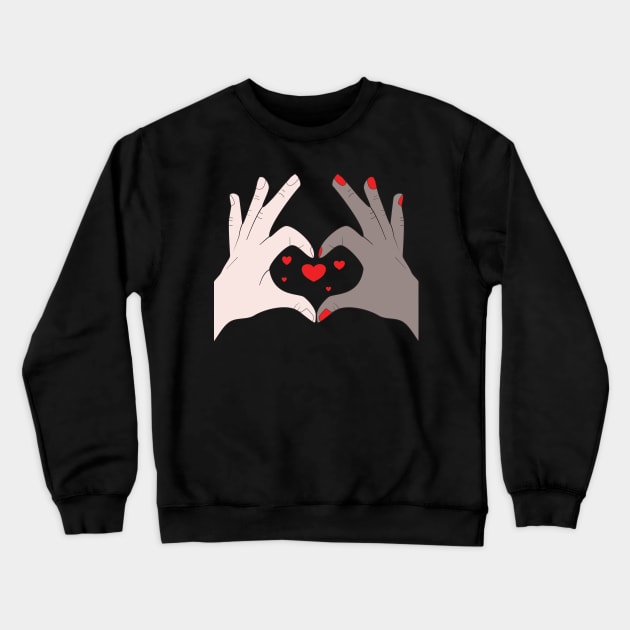 Hands Making Heart Shape Love Sign Language Valentine's Day Crewneck Sweatshirt by Okuadinya